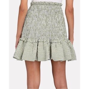 Veronica Beard Aloya Gingham Smocked Skirt in Olive White, size small